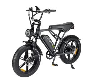 Elektrische fatbike Ouxi H9 met robuust frame en brede banden, ideaal voor dagelijks gebruik en offroad ritten.
